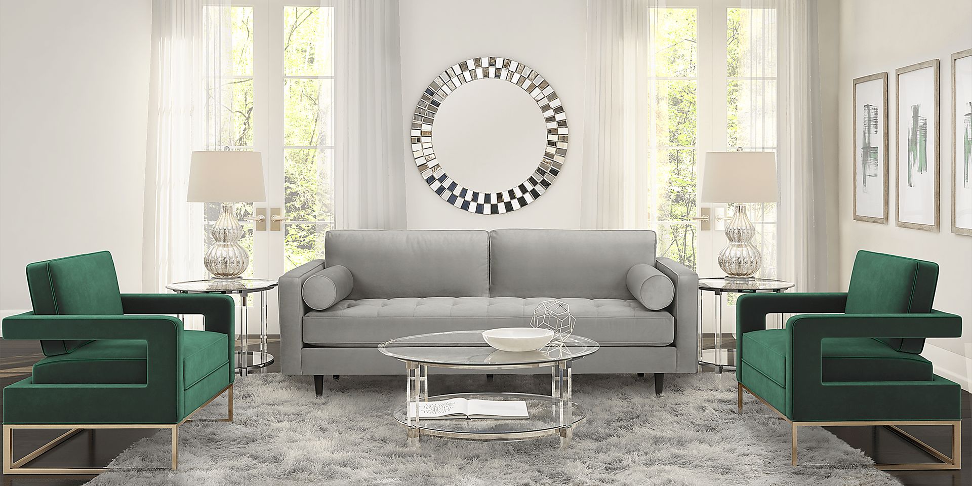 Pacific Palisades Smoke Plush 4 Pc Living Room - Image 1