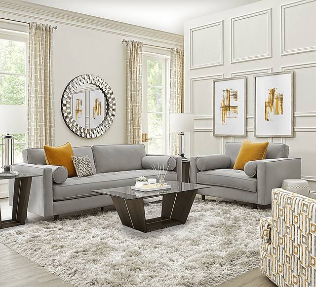 Pacific Palisades Smoke Plush 5 Pc Living Room - Thumbnail - Image 1