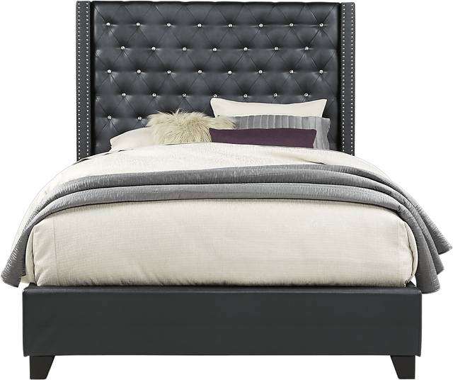 Paris Black 3 Pc Upholstered King Bed - Thumbnail - Image 1