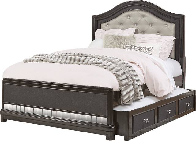Kids Petit Paris Black 4 Pc Full Panel Bed with Trundle - Thumbnail - Image 1