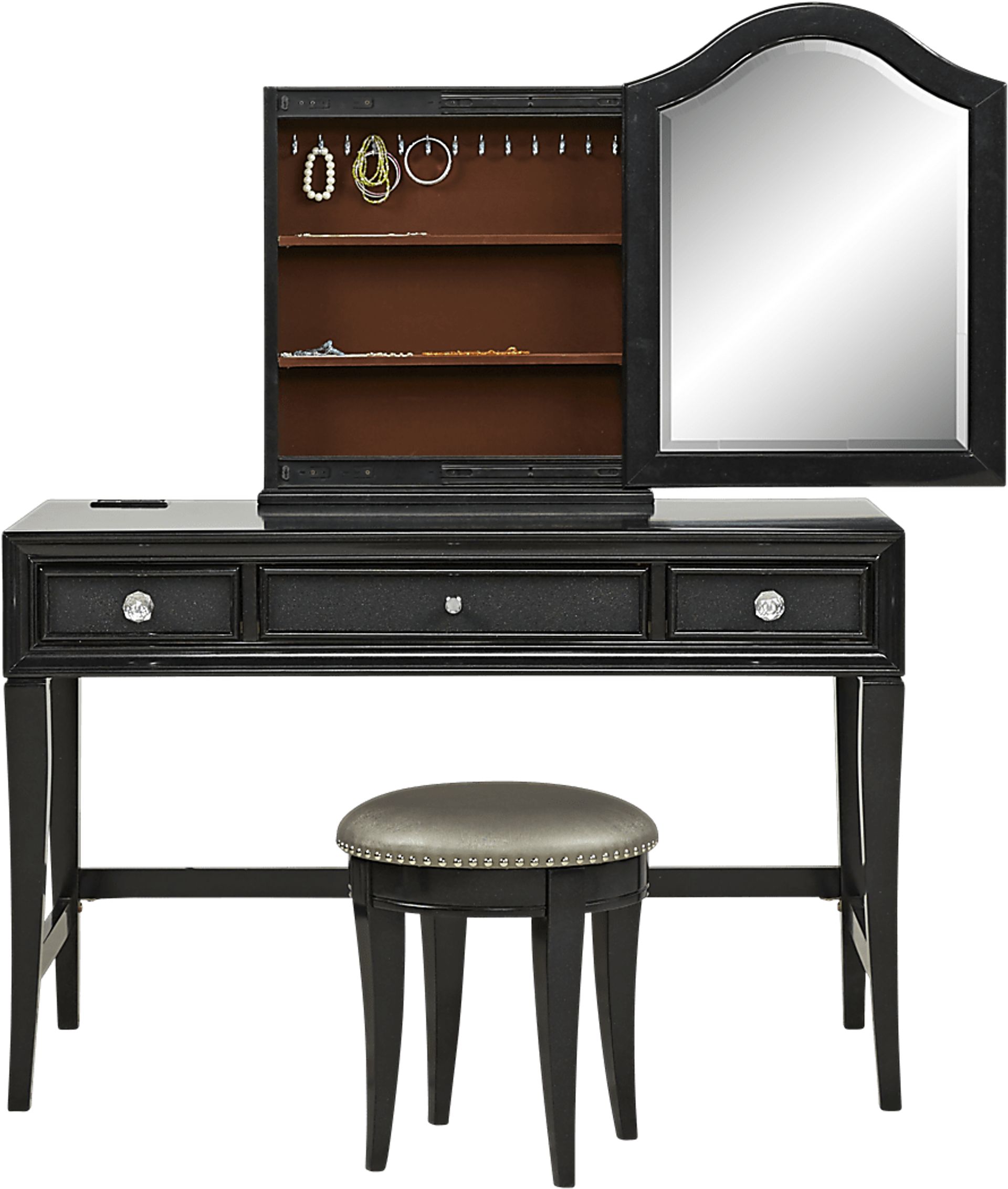 Kids Petit Paris Black Vanity, Mirror and Stool Set - Image 2