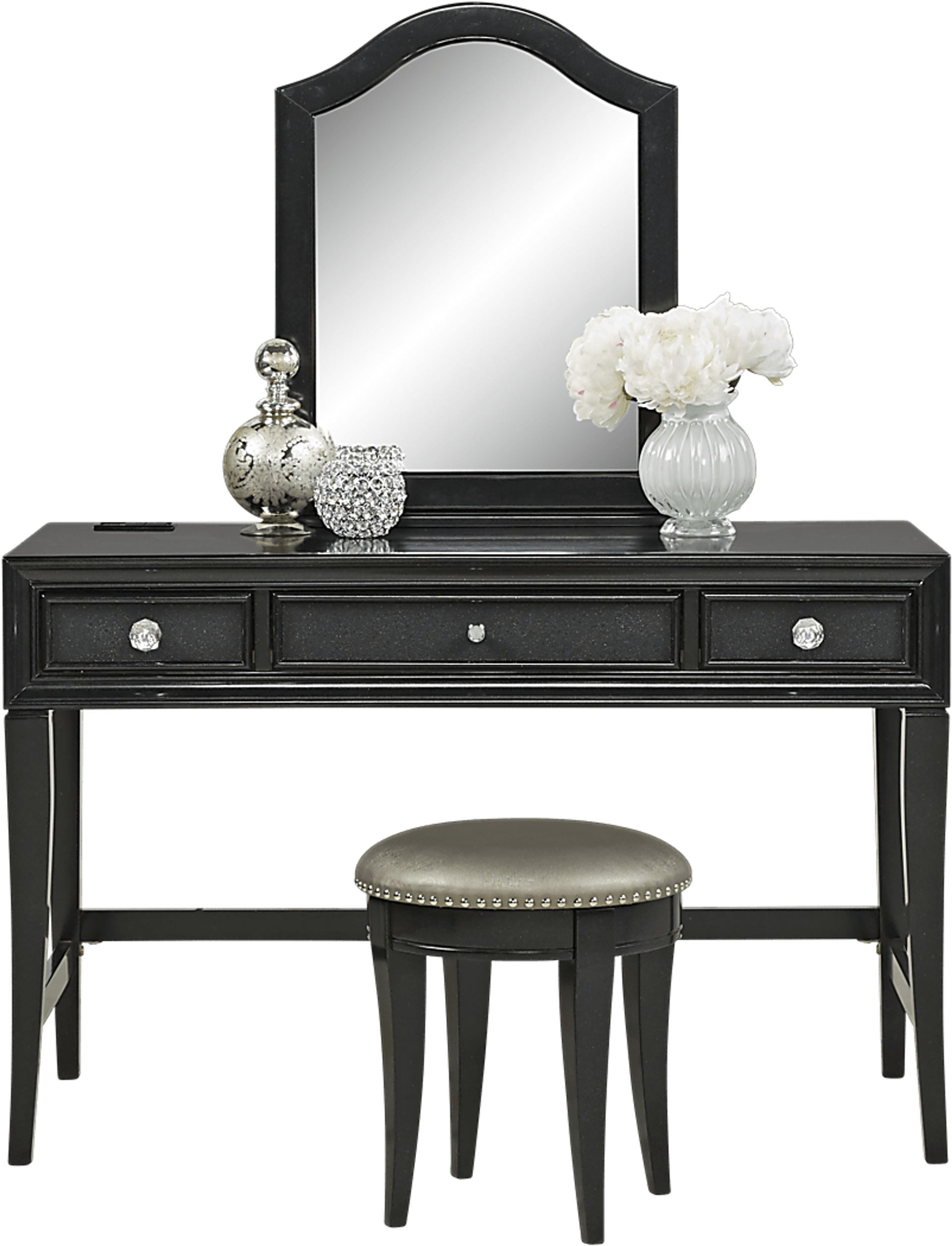 Kids Petit Paris Black Vanity, Mirror and Stool Set - Image 1