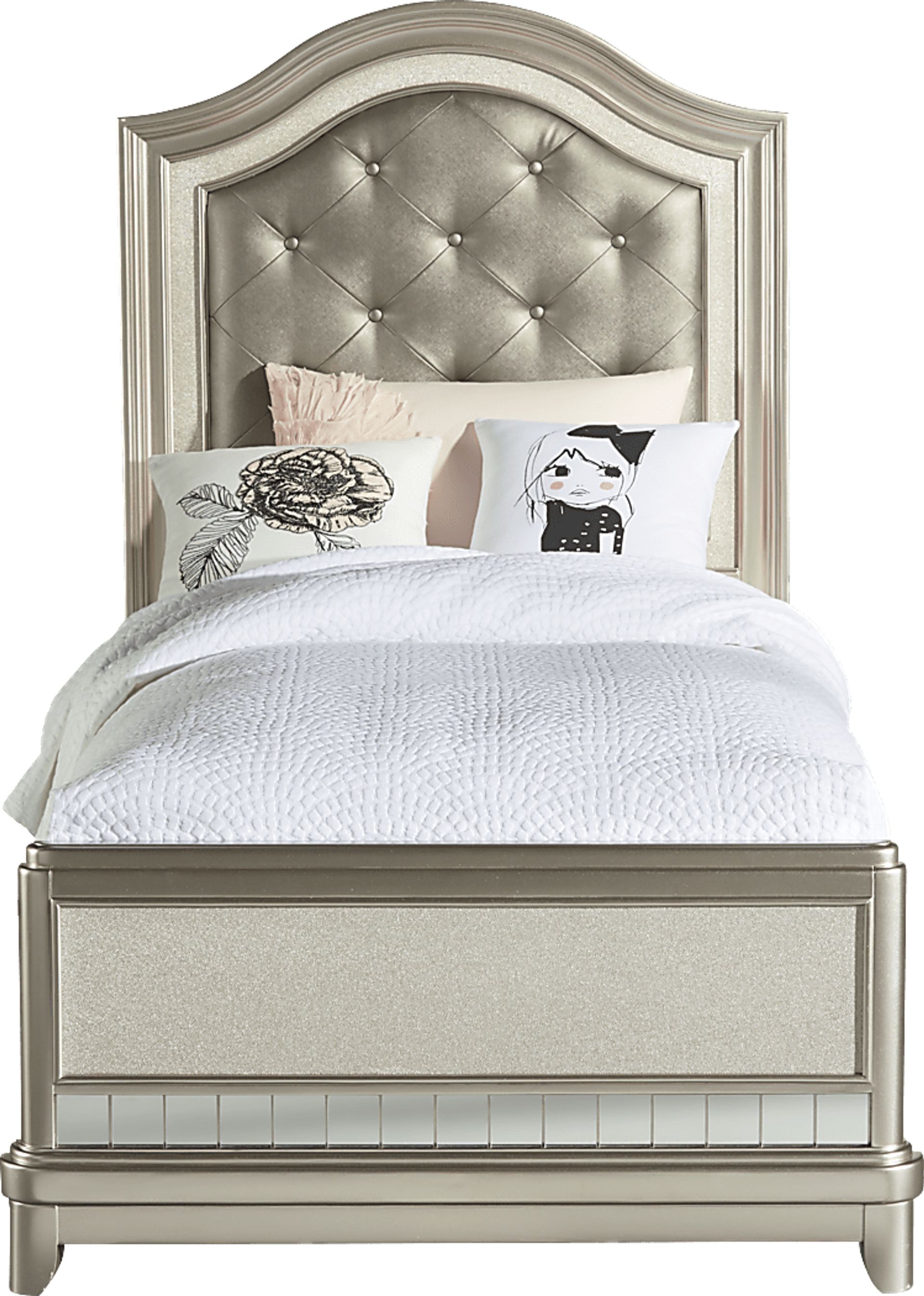 Kids Petit Paris Champagne 4 Pc Twin Panel Bed with Twin Storage Trundle - Image 1