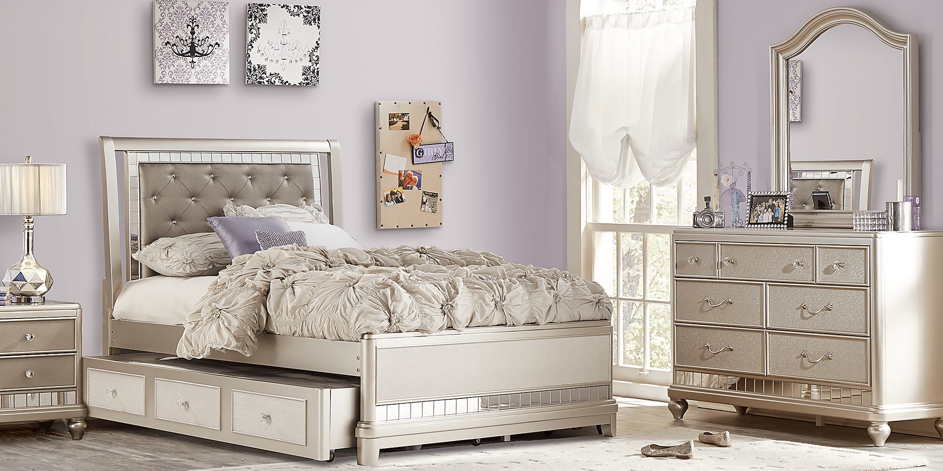 Kids Petit Paris Champagne 6 Pc Twin Sleigh Bedroom - Image 1