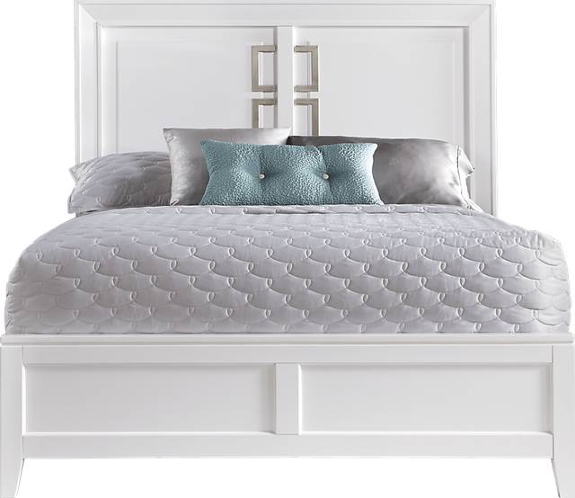 Santa Clarita Pearl White 3 Pc Queen Panel Bed - Thumbnail - Image 1