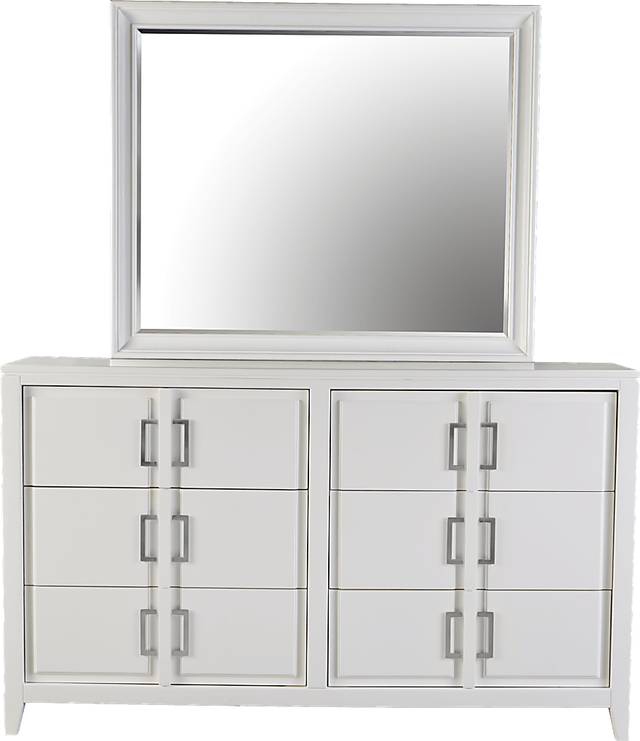 Santa Clarita Pearl White Dresser Mirror Set - Thumbnail - Image 1