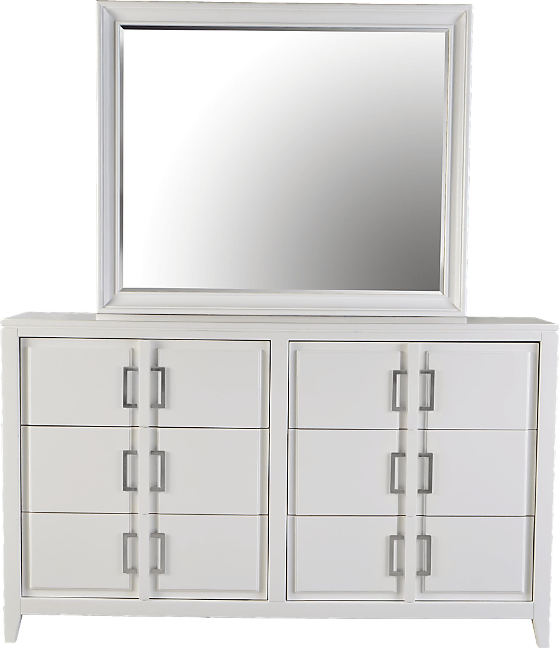 Santa Clarita Pearl White Dresser Mirror Set - Image 1