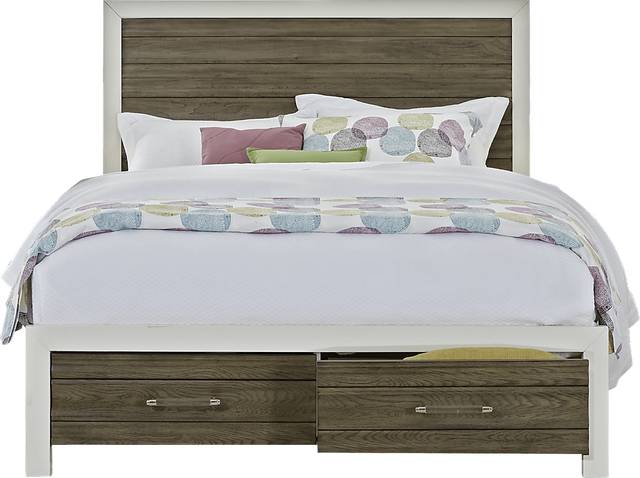 Santa Fiora White 7 Pc King Panel Bedroom with Storage - Thumbnail - Image 3
