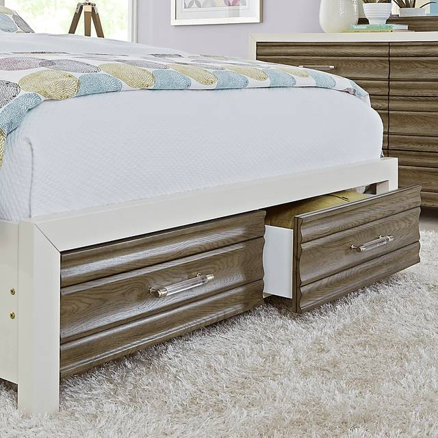 Santa Fiora White 7 Pc King Panel Bedroom with Storage - Thumbnail - Image 4