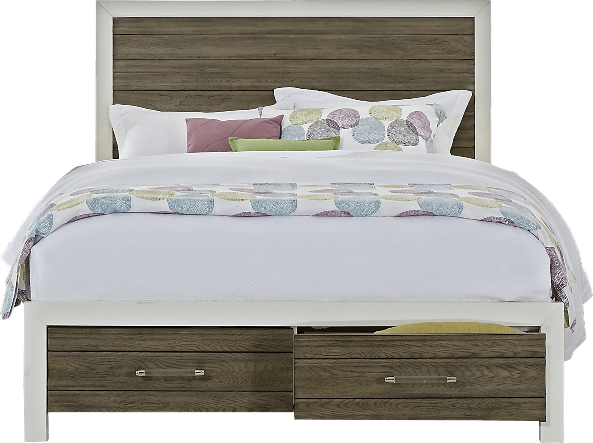 Santa Fiora White 3 Pc Queen Panel Bed with Storage - Image 2