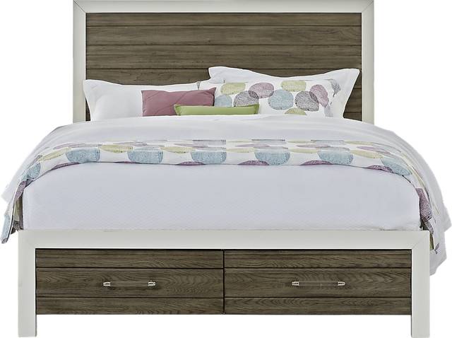 Santa Fiora White 3 Pc Queen Panel Bed with Storage - Thumbnail - Image 1