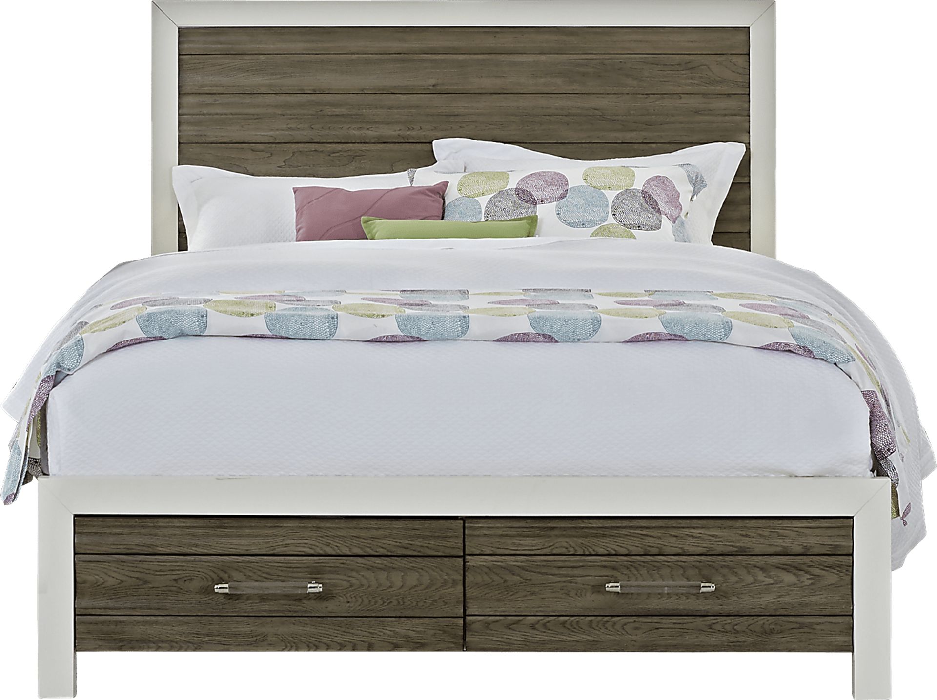 Santa Fiora White 3 Pc Queen Panel Bed with Storage - Image 1