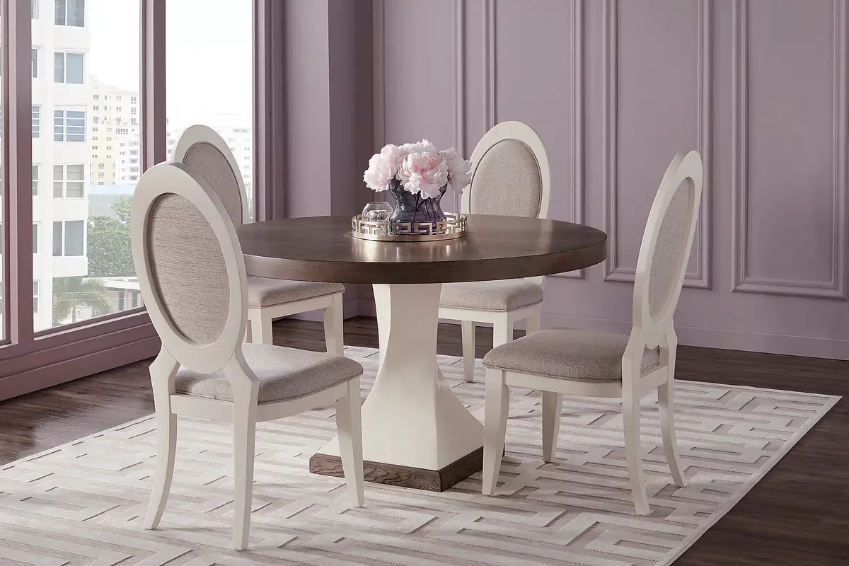 Santa Fiora White 5 Pc Round Dining Room