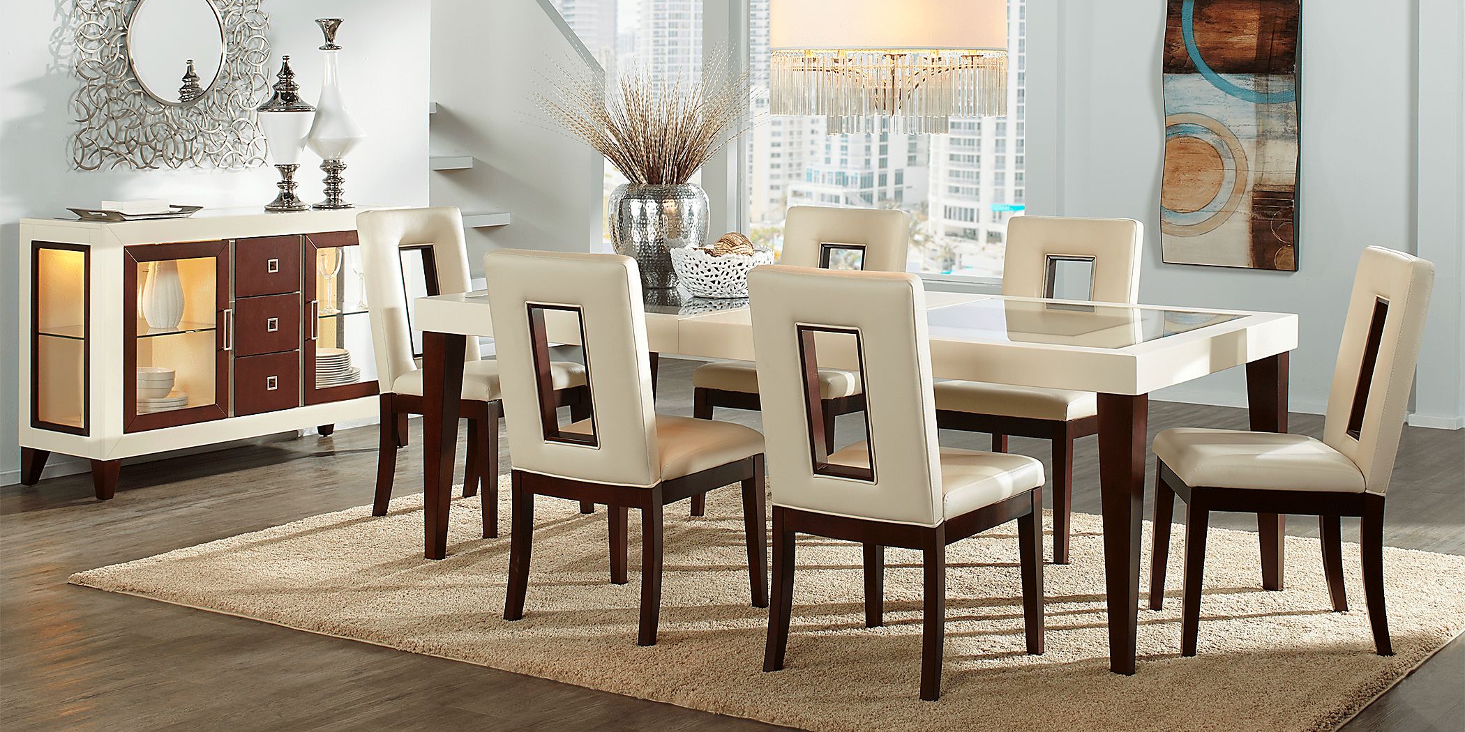 Savona Ivory 5 Pc Rectangle Dining Room with Open Back Chairs Rooms To Go
