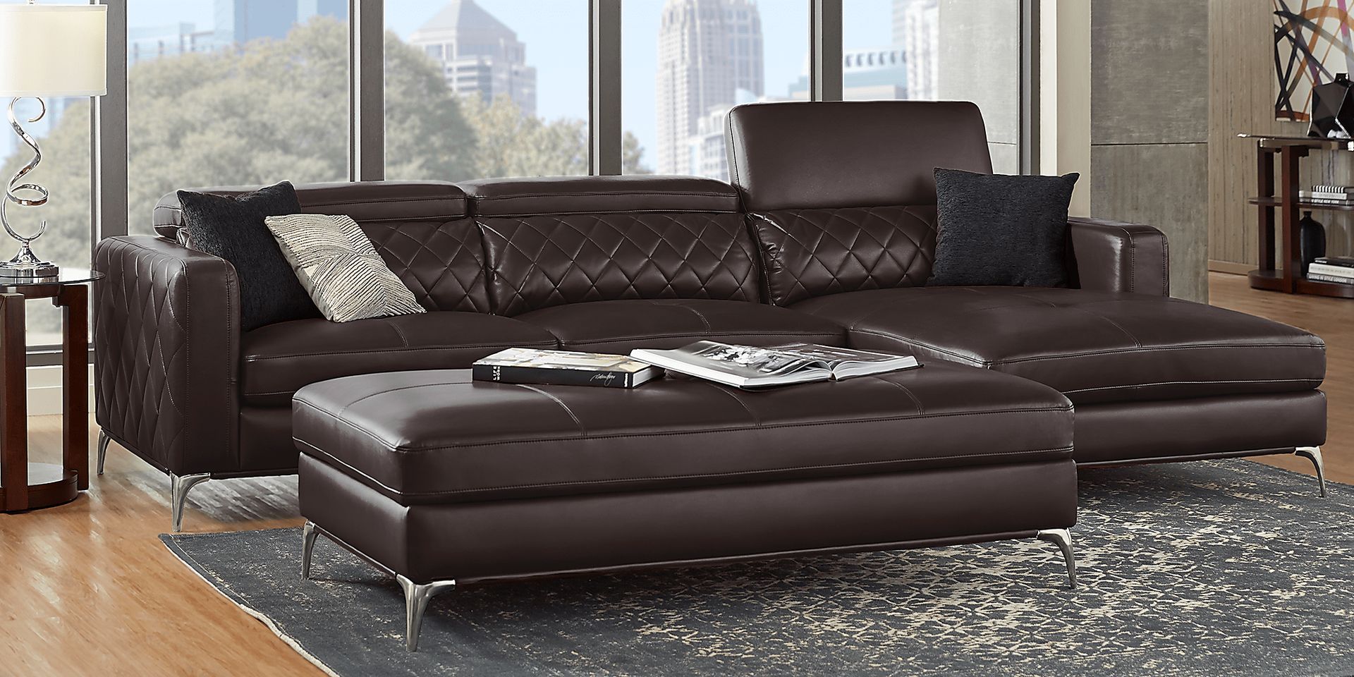 Sorrento Black Cherry 4 Pc Sectional Living Room Plus HDTV - Image 1