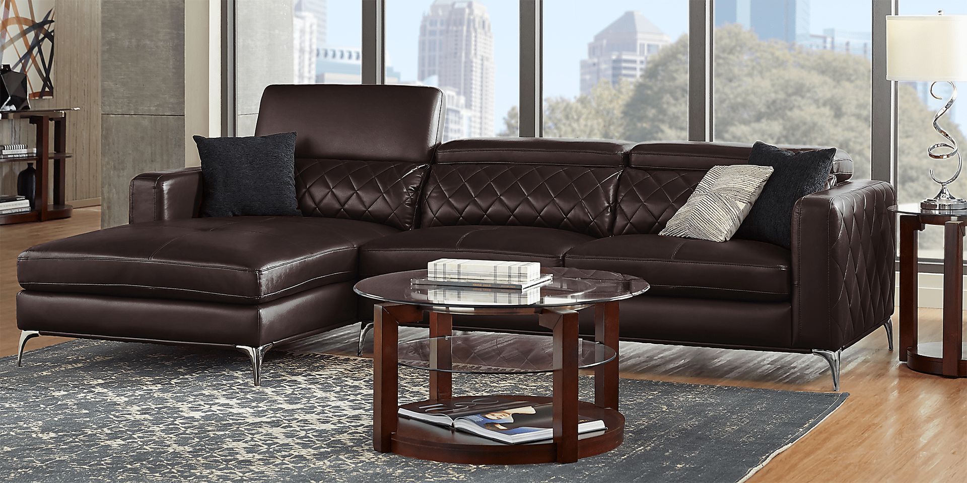 Sorrento Black Cherry 5 Pc Sectional Living Room - Image 1