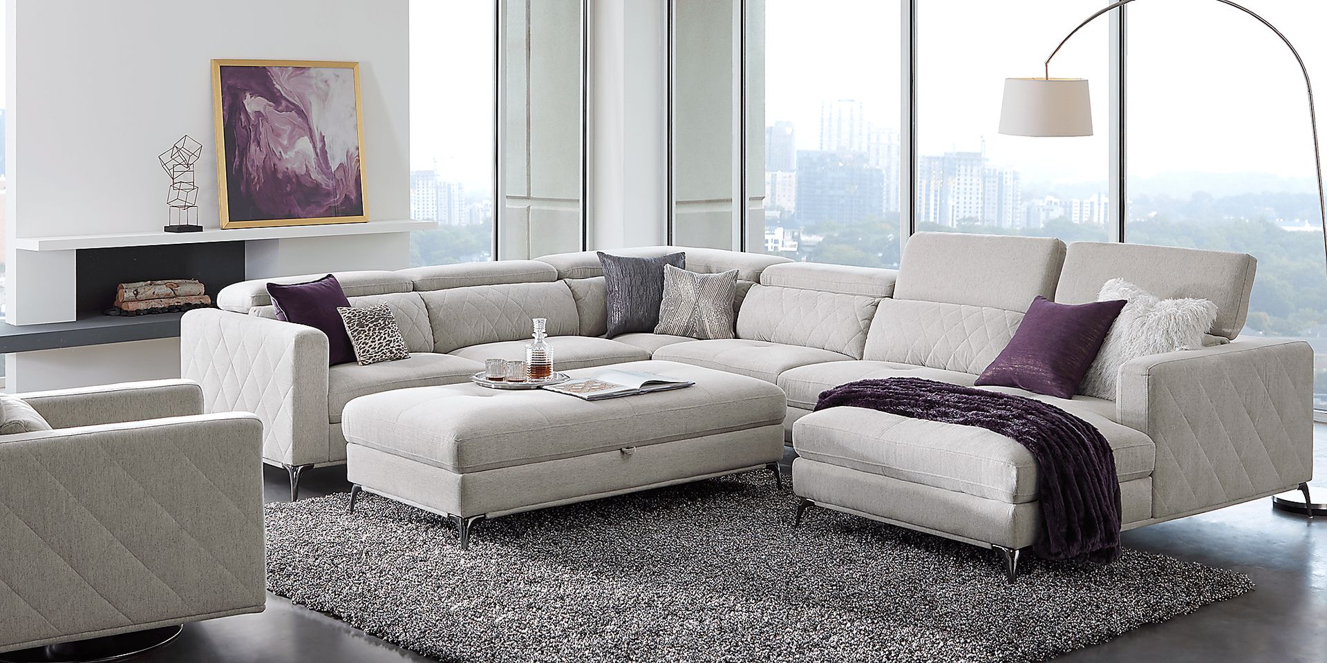 Sorrento Dove 5 Pc Sectional Living Room - Image 1