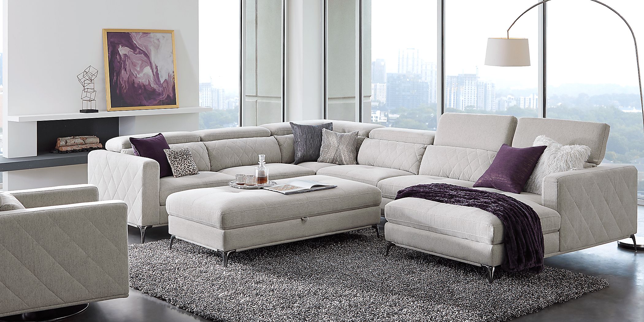 Sofia Vergara Sorrento Dove 5 Pc Sectional Living Room Rooms To Go