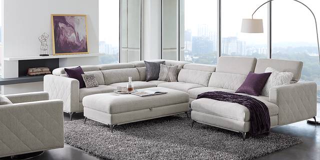 Sorrento Dove 7 Pc Sectional Living Room - Thumbnail - Image 1