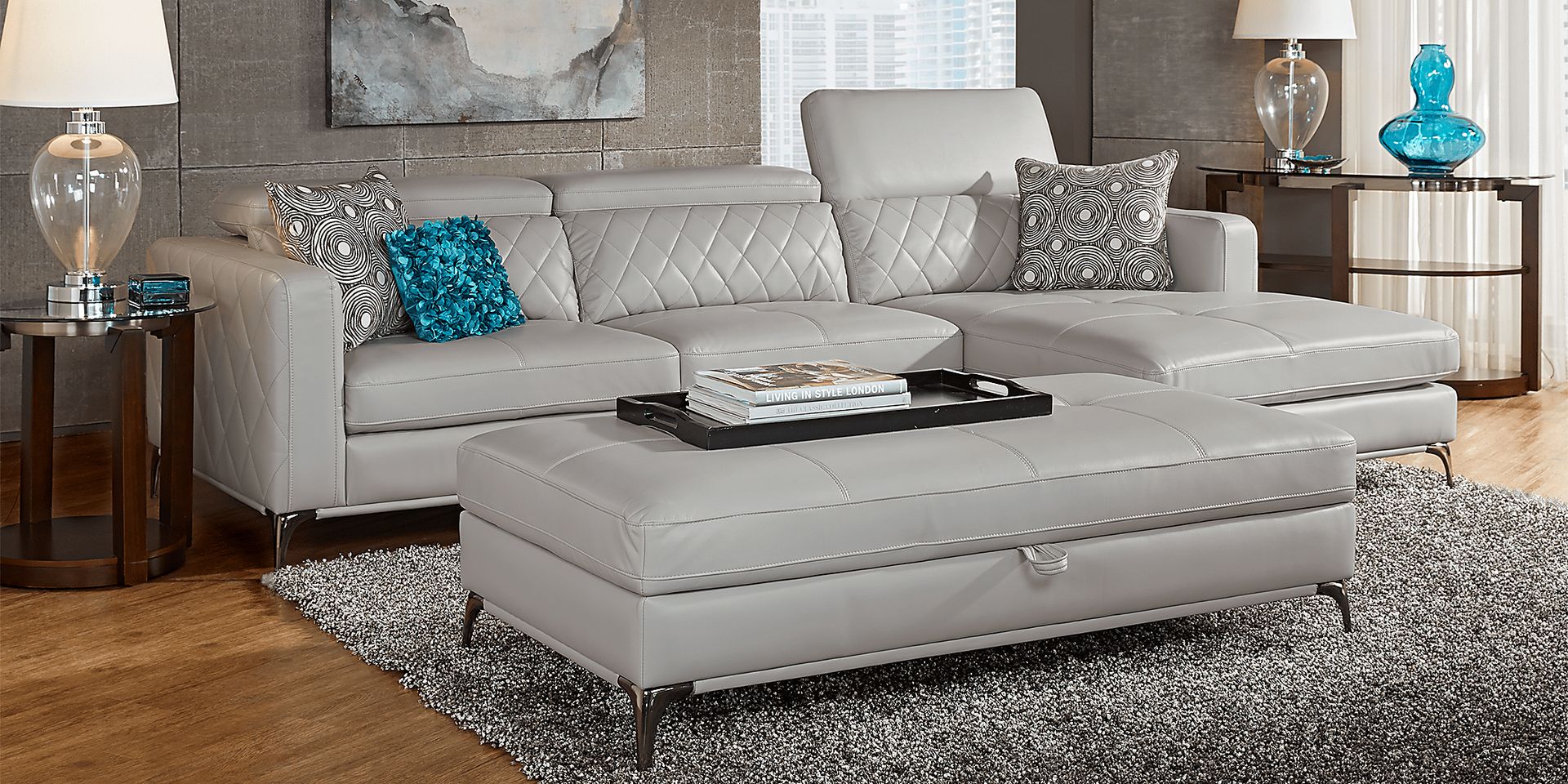 Sorrento Platinum 4 Pc Sectional Living Room Plus HDTV - Image 1