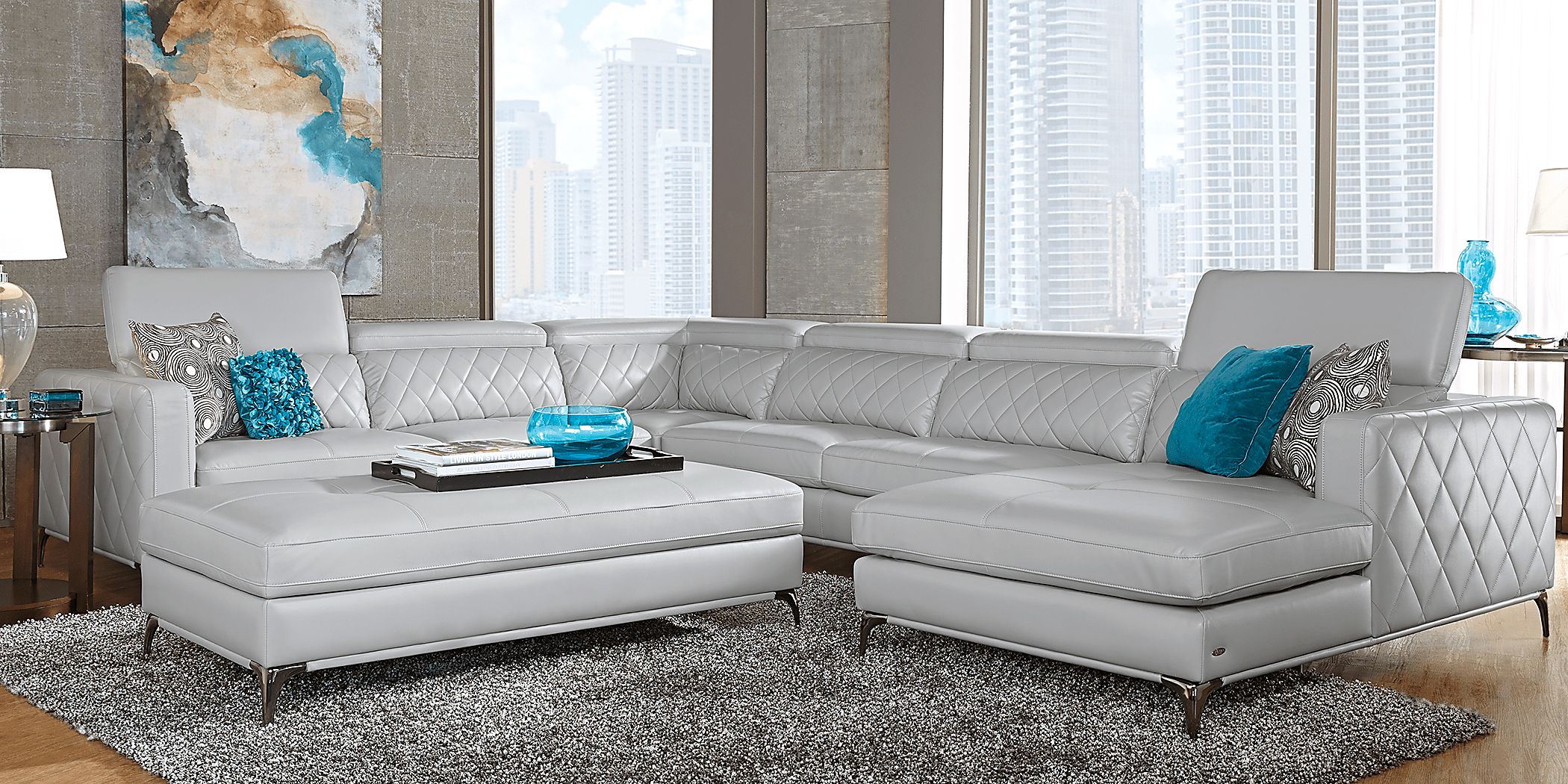 Sofia Vergara Sorrento Pc Platinum Beige Synthetic Fabric Living