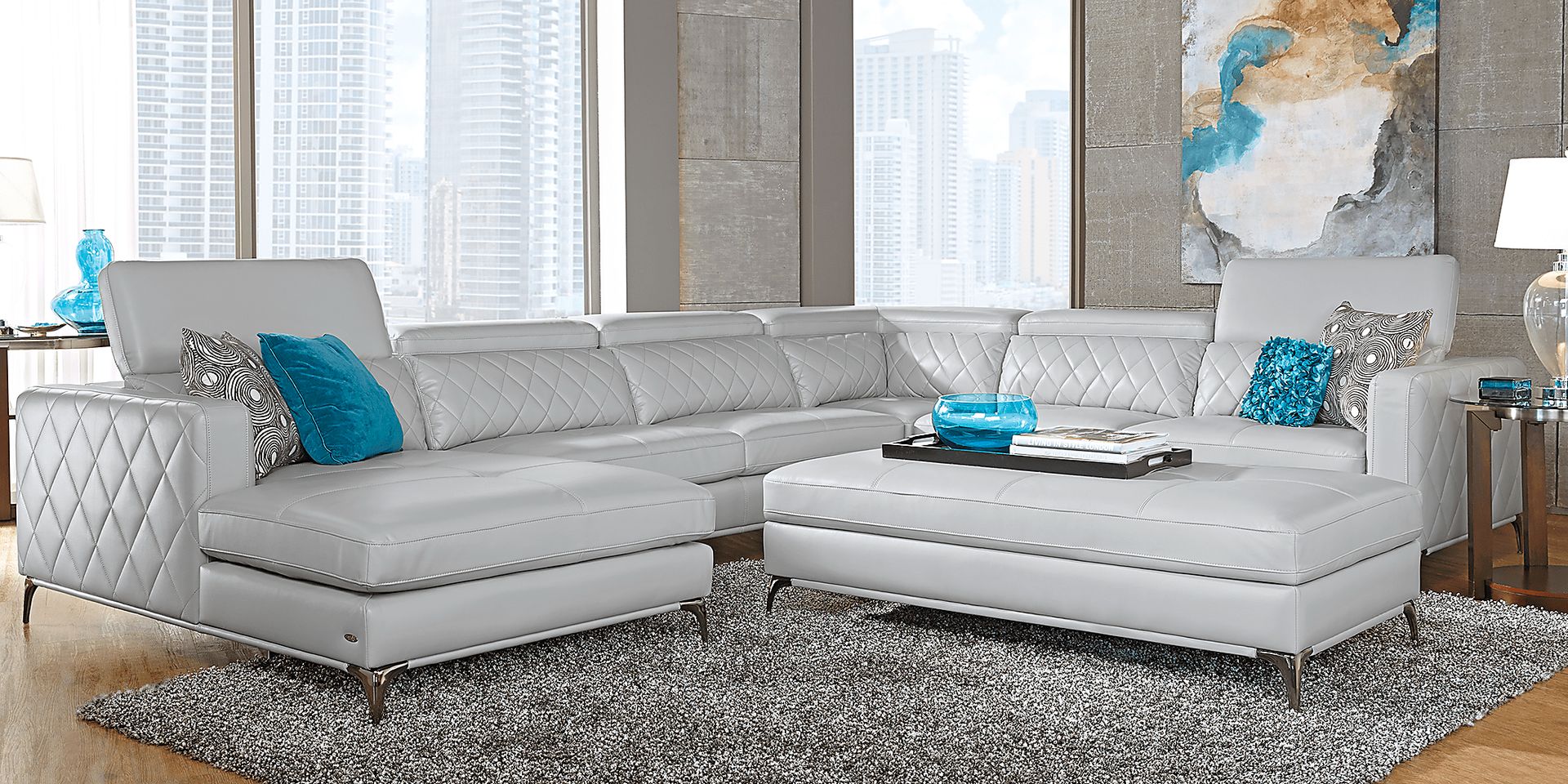 Sorrento Platinum 7 Pc Sectional Living Room - Image 1