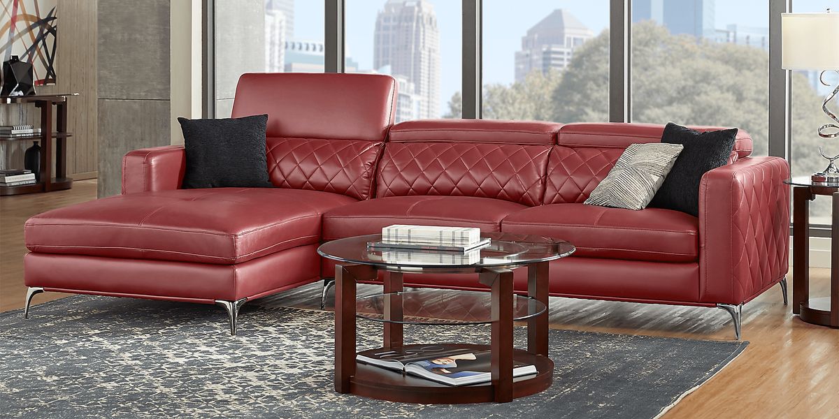Sofia Vergara Sorrento 5 Pc Red Synthetic Fabric Living Room Set