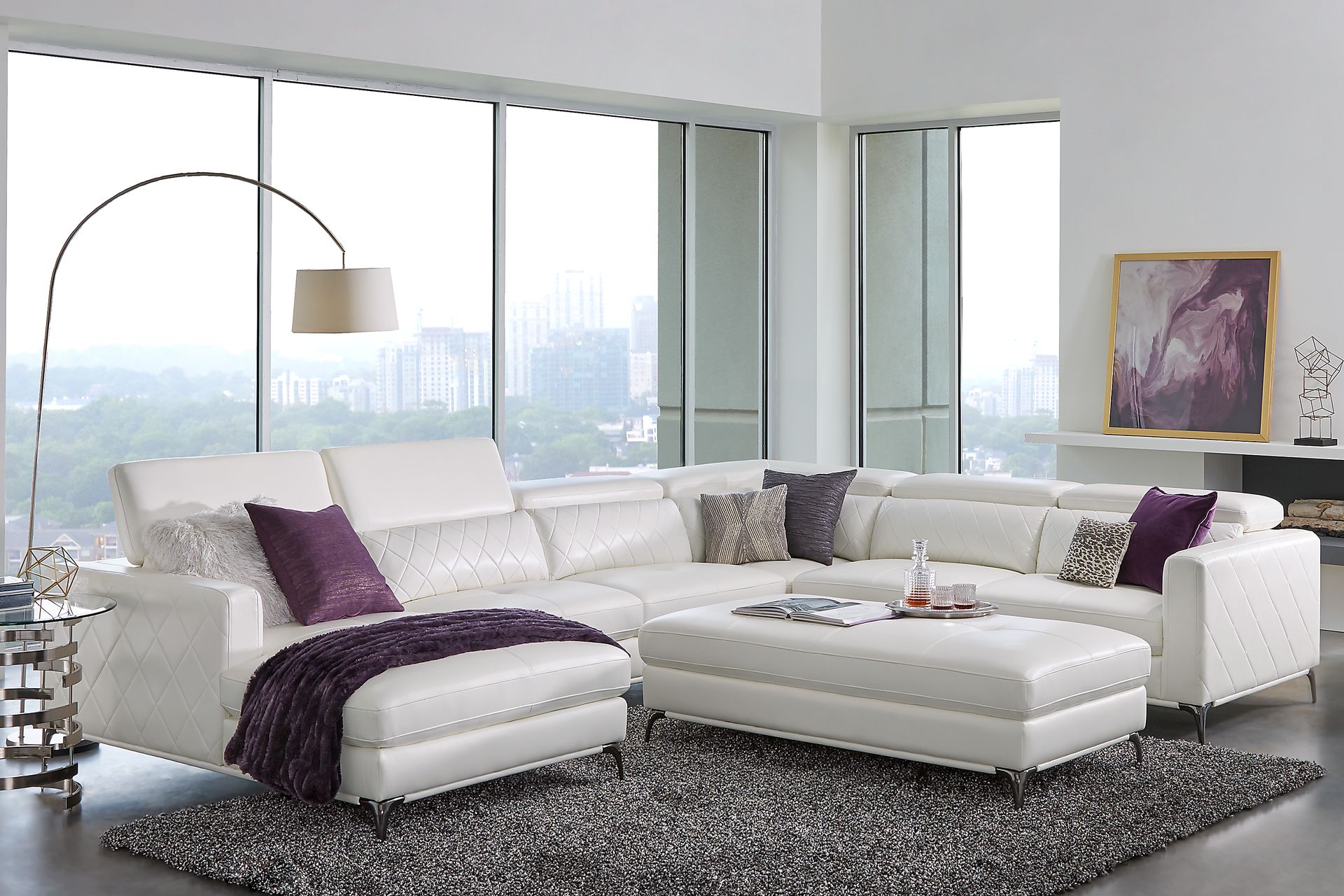 Sorrento White 5 Pc Sectional Living Room - Image 1