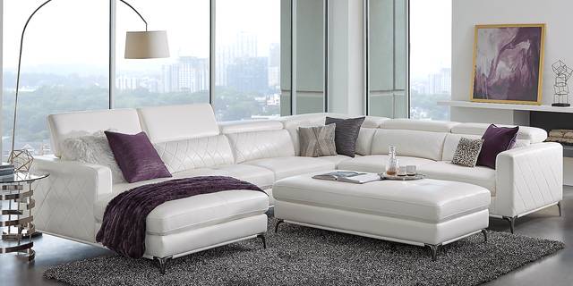 Sorrento White 7 Pc Sectional Living Room - Thumbnail - Image 1