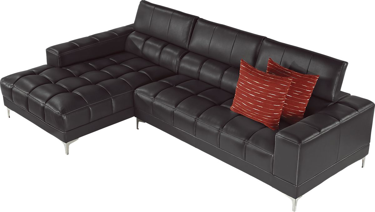 Sofia Vergara Sybella Black Leather 2 Pc Sectional Rooms to Go