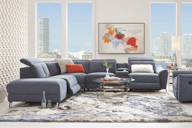 Turano Denim 6 Pc Dual Power Reclining Sectional - Thumbnail - Image 2