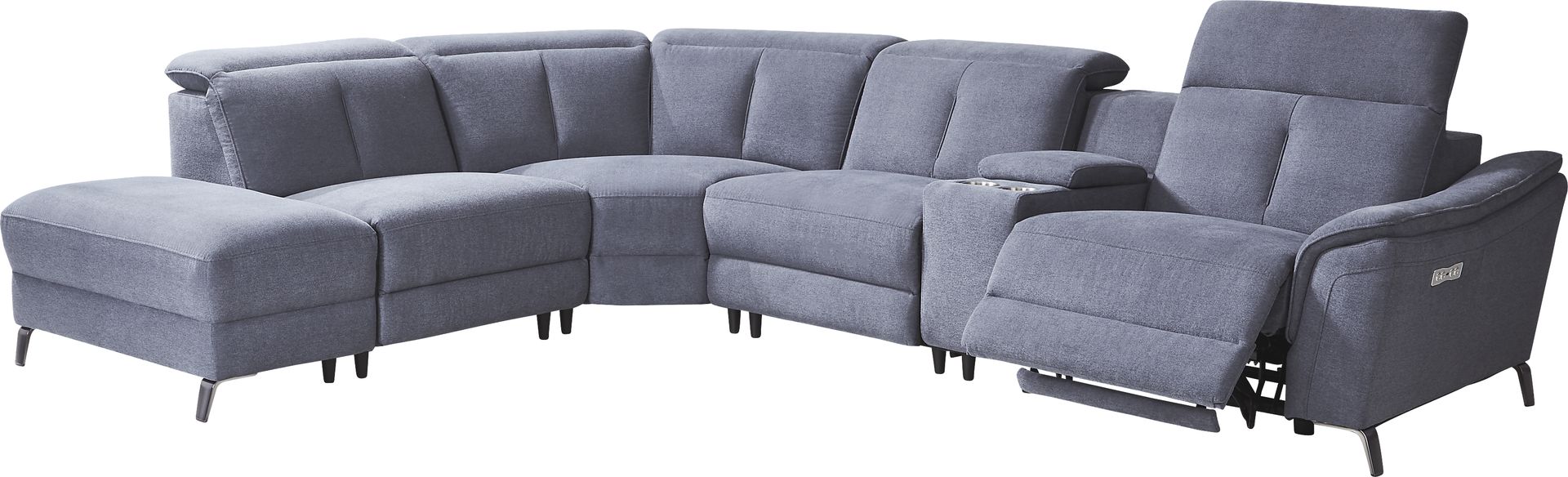 Turano Denim 6 Pc Dual Power Reclining Sectional - Image 1