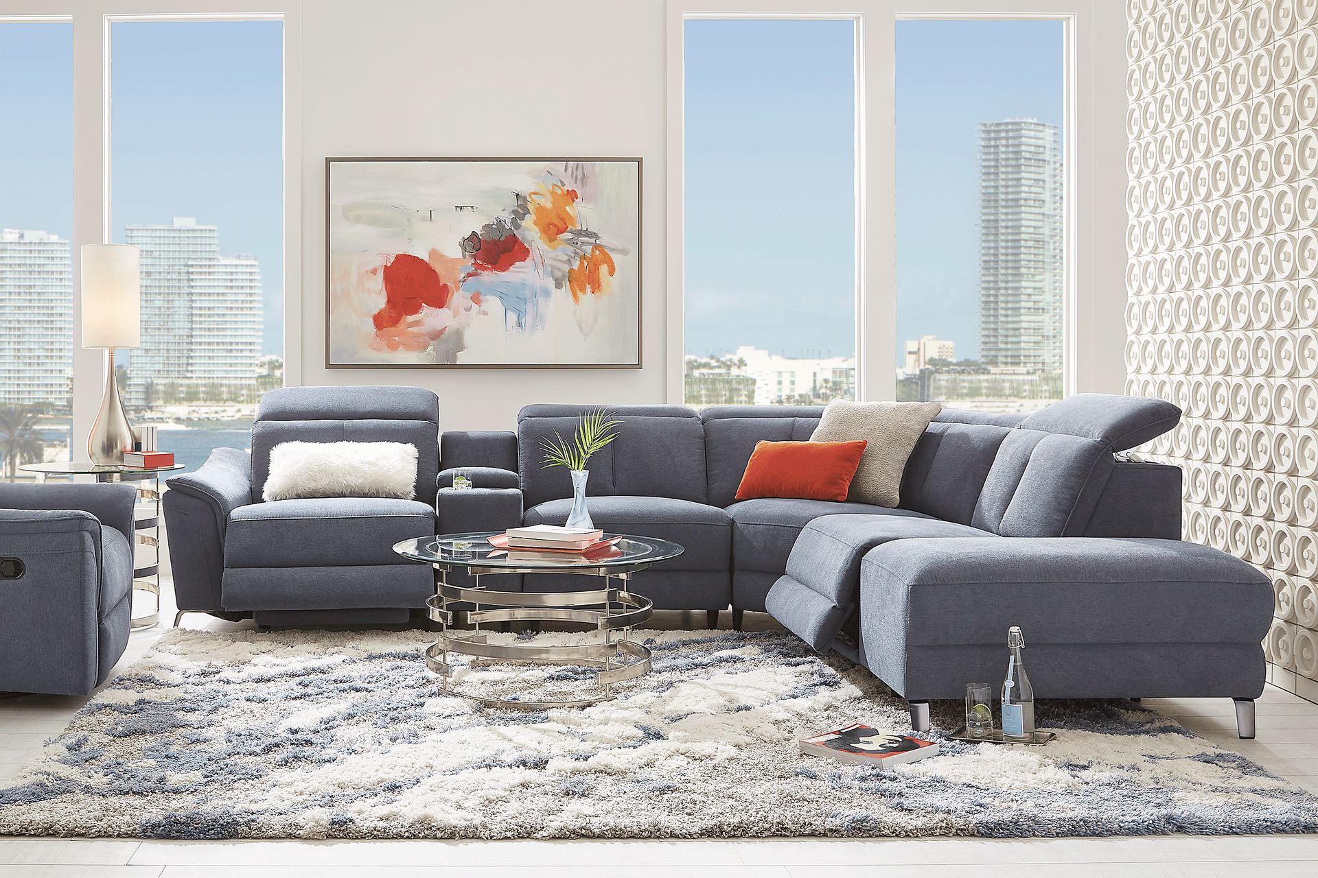 Turano Denim 6 Pc Dual Power Reclining Sectional - Image 1