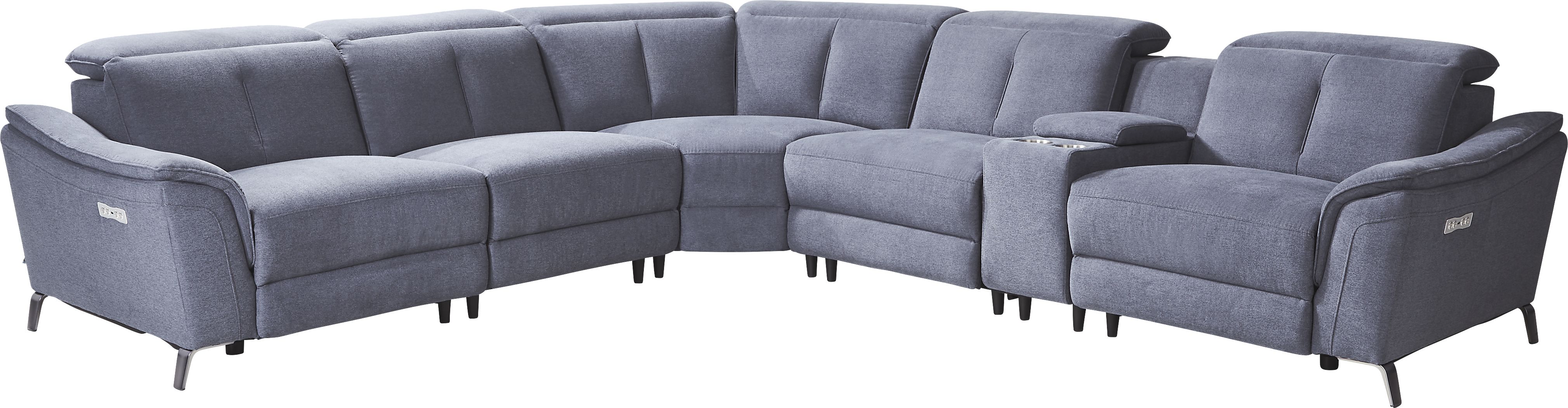 Turano Denim 6 Pc Dual Power Reclining Sectional Rooms To Go