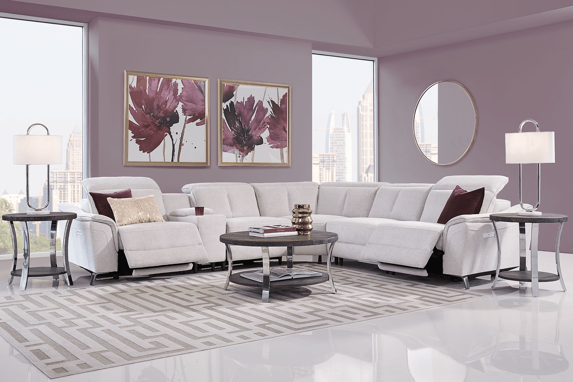 Turano Gray 10 Pc Dual Power Reclining Sectional Living Room - Image 1