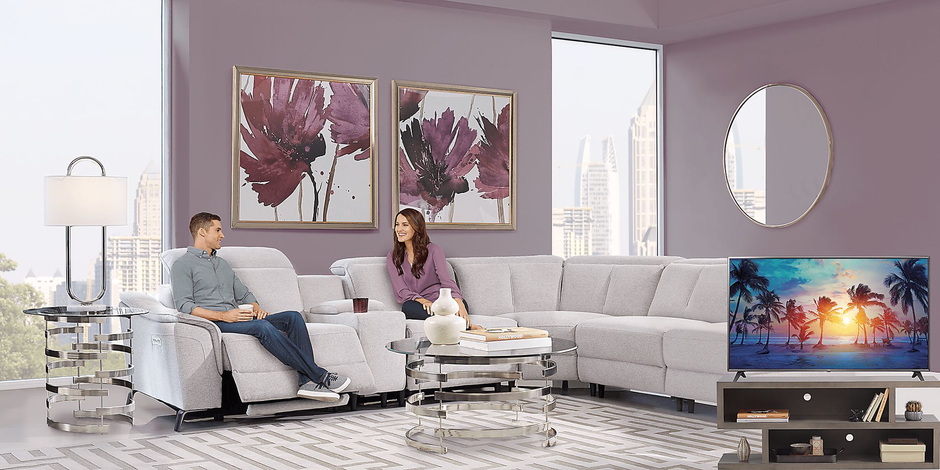 Turano Gray 10 Pc Sectional Living Room Plus 70 in. TV - Image 1