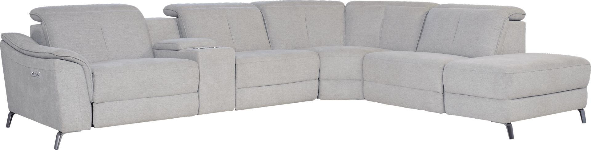 Turano Gray 6 Pc Dual Power Reclining Sectional - Image 1