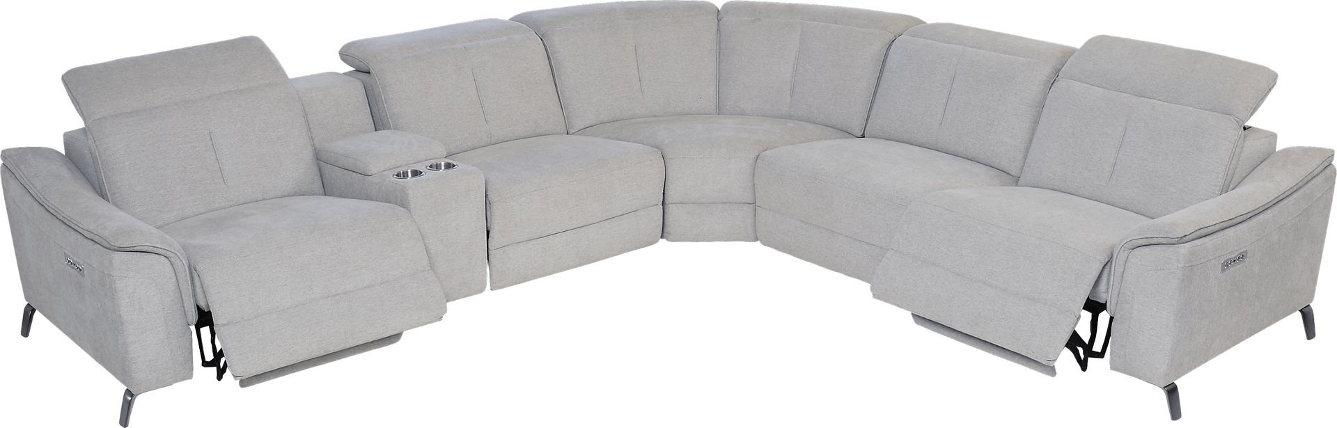 Turano Gray 6 Pc Dual Power Reclining Sectional - Image 3