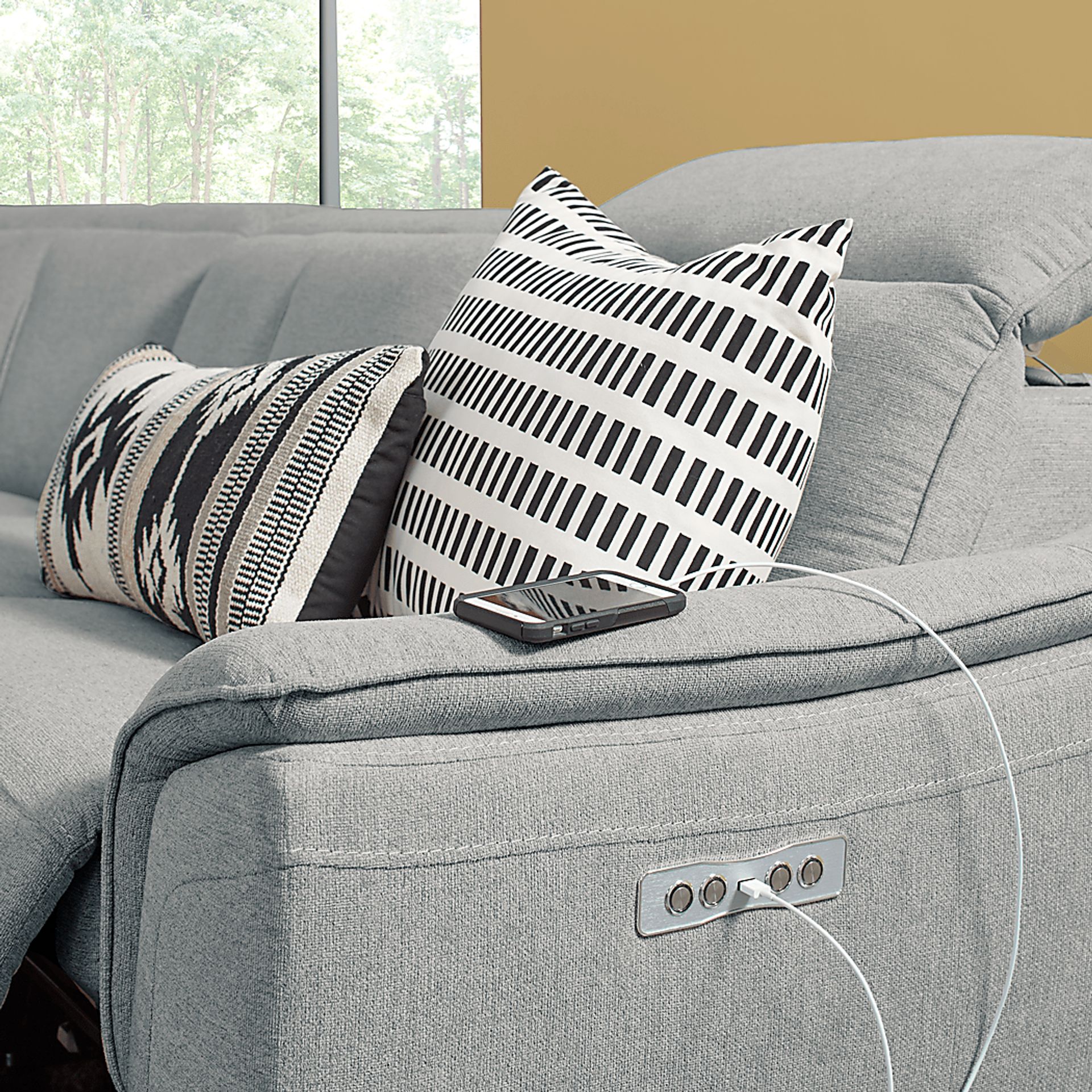 Turano Gray 6 Pc Dual Power Reclining Sectional - Image 4