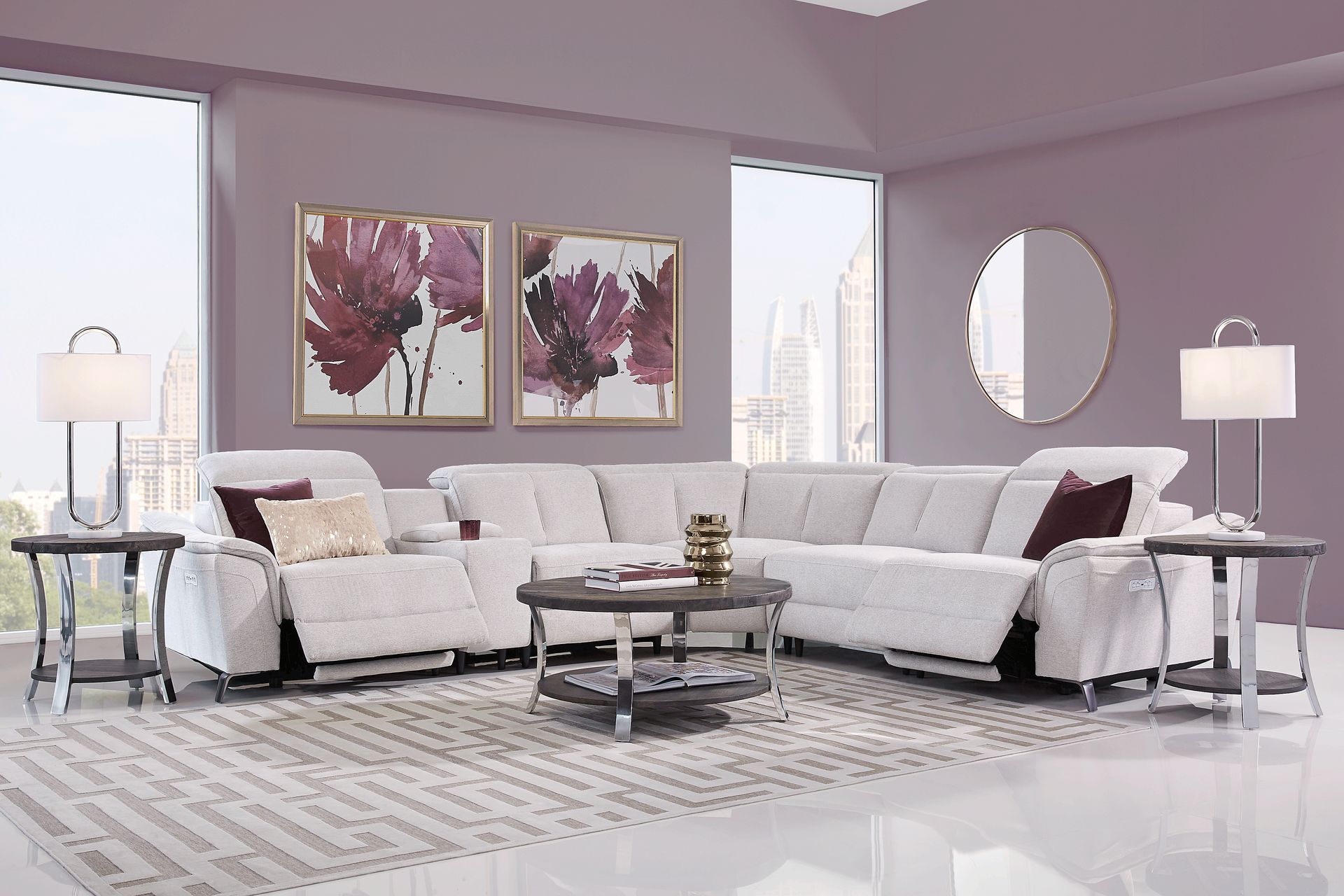 Turano Gray 6 Pc Dual Power Reclining Sectional - Image 2
