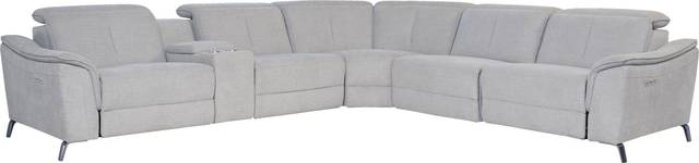 Turano Gray 6 Pc Dual Power Reclining Sectional - Thumbnail - Image 1