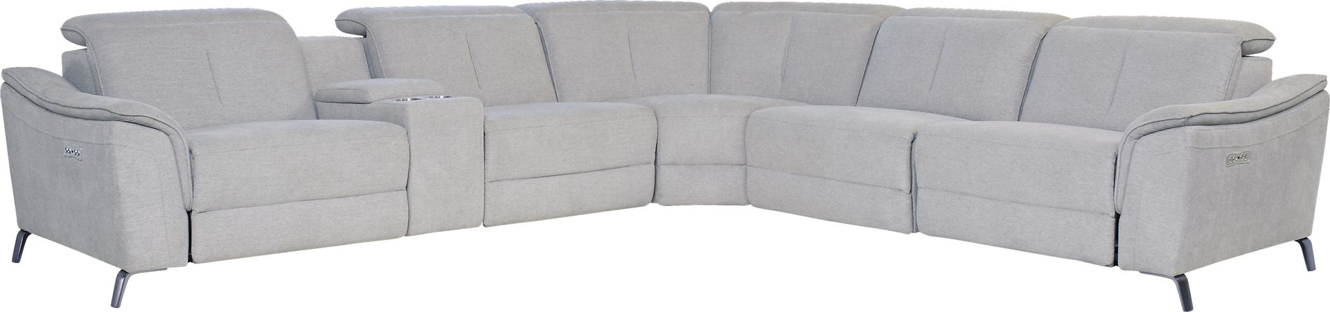 Turano Gray 6 Pc Dual Power Reclining Sectional - Image 1