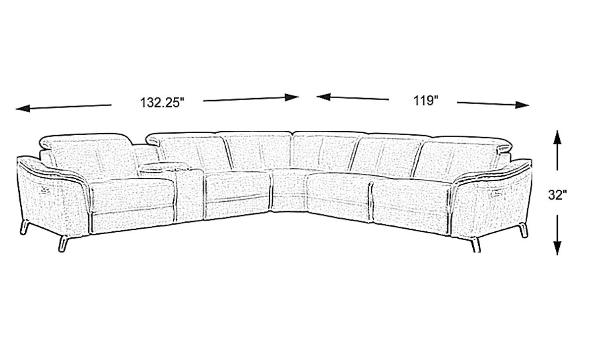 Sofia Vergara Turano Gray Textured 6 Pc Dual Power Reclining Sectional