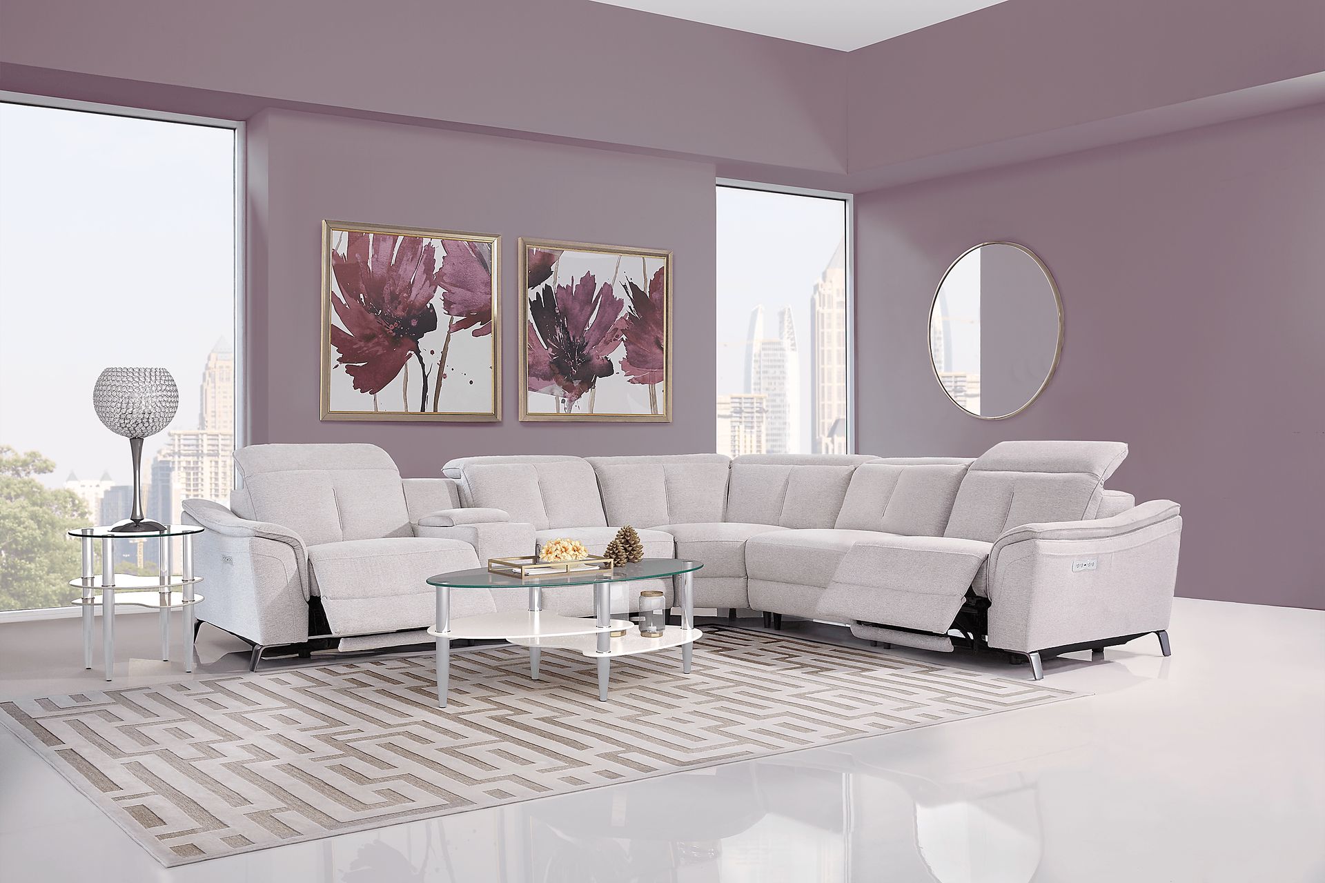 Turano Gray 6 Pc Dual Power Reclining Sectional - Image 2