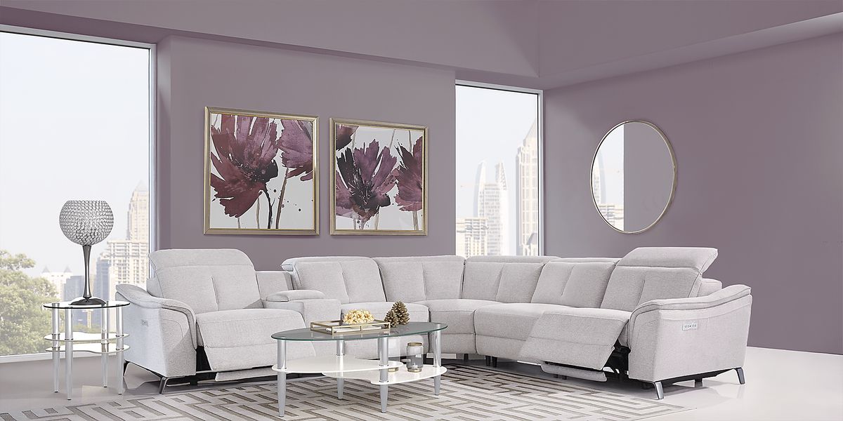 Sofia Vergara Turano Gray Textured 6 Pc Dual Power Reclining Sectional ...