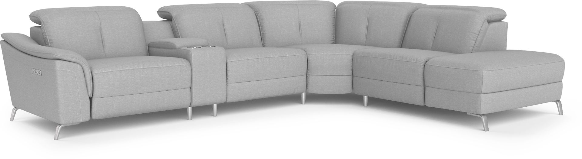 Turano Gray 6 Pc Dual Power Reclining Sectional - Image 3