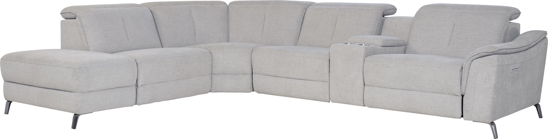 Turano Gray 6 Pc Dual Power Reclining Sectional - Image 1
