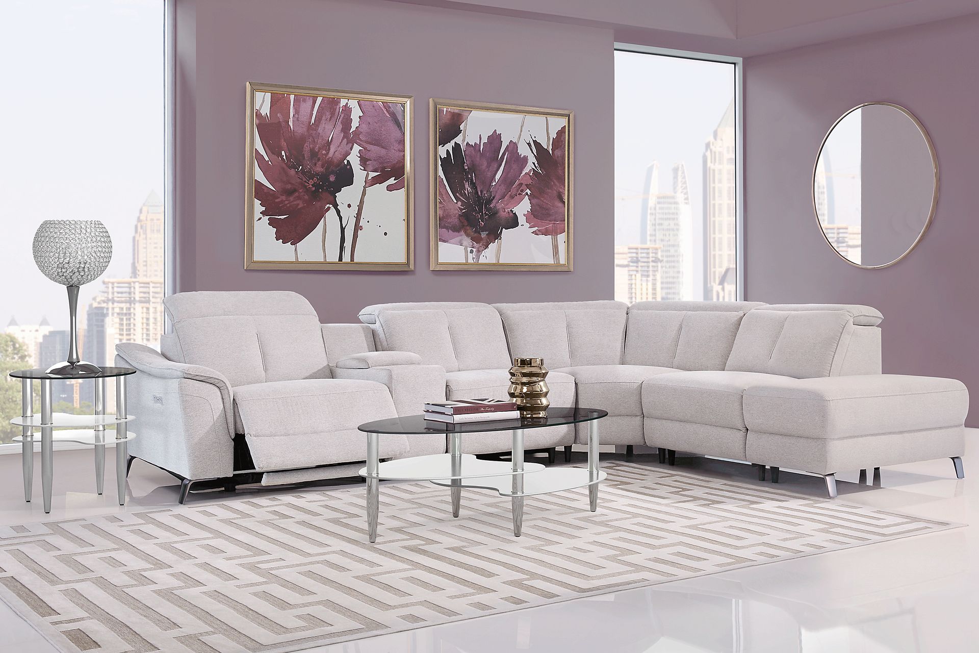 Turano Gray 9 Pc Dual Power Reclining Sectional Living Room - Image 1
