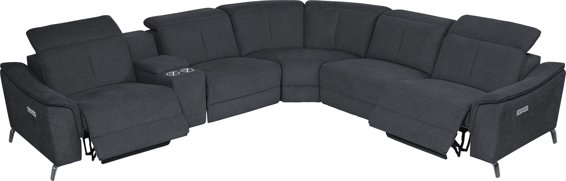 Turano Midnight 6 Pc Dual Power Reclining Sectional - Image 3