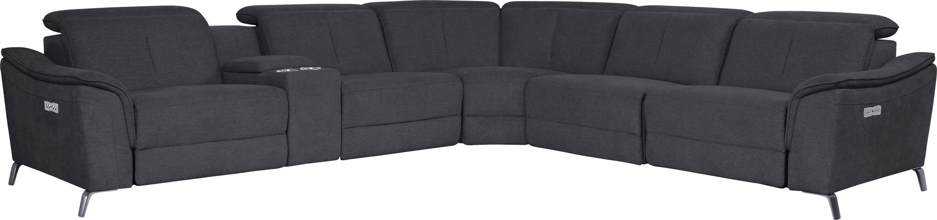 Turano Midnight 6 Pc Dual Power Reclining Sectional - Image 1